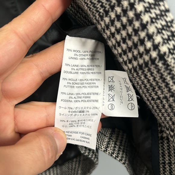 J. Crew Wool Black White Herringbone Style Single Button Blazer size 00 - Picture 14 of 15